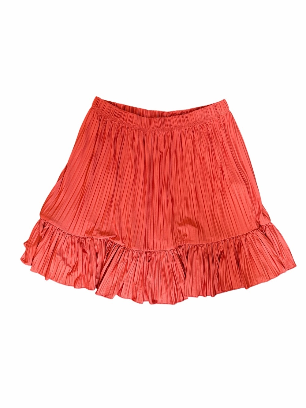 Zara Orange Pleated Ruffle Hem Mini Skirt Summer Vacation Flowy Lightweight - Picture 3 of 4